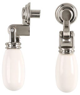 Porslinsknopp vit/matt krom, 2-pack