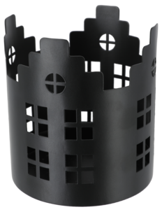 Ljuslykta hus i metall, svart