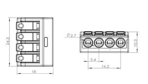 Necore toppklemme for 4 ledere, 0,2–2,5 mm2, 10-pakning