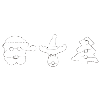 Pepparkaksformar, tomte, gran och julren, 3-pack