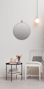 Rundt speil svart ramme 50 cm