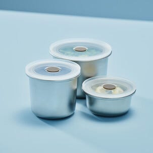 Rund matlåda rostfritt stål, lufttät med ventil