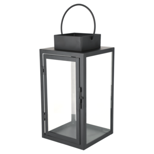 Lykt med håndtak, svart metall