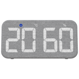 Digital termometer och hygrometer med tygfront, inomhus