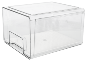 Stapelbar kylskåpsförvaring med låda, transparent