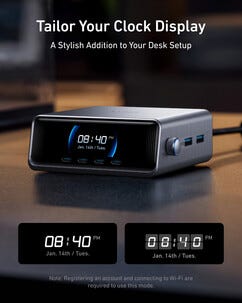 Anker Prime ladestasjon USB-C/A 6 porter 250 W, sølv
