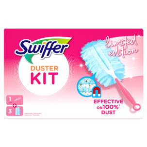 Swiffer Duster Kit dammvippa och 3 refiller, Rosa Bandet