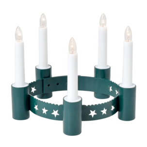 Lucia-kruunu lapsille ja aikuisille, 5 kynttilää, vihreä