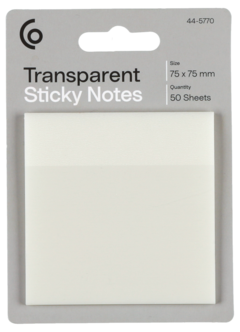 Transparenta notislappar 75x75 mm, 50 blad