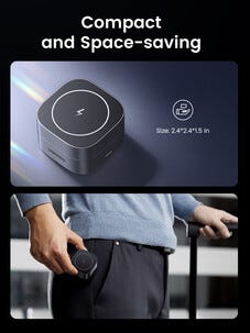 Ugreen 2-in-1 Qi2 trådlös laddare vikbar, 15 W