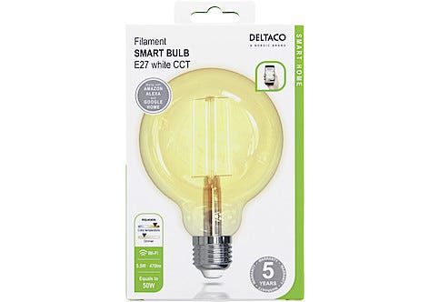Deltaco Smart Home LED-filamentti lamppu E27 WiFi