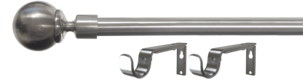 Gardinstang med endeknotter og veggfester, 120–210 cm