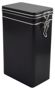 Kahvipurkki, nelikulmainen peltipurkki, tiivis kansi