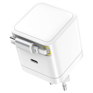 Hurtiglader 65 W med uttrekkbar USB-C-kabel, hvit