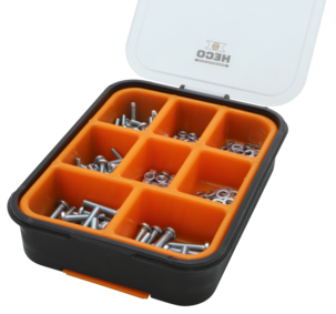 Heco förzinkad bult/mutter/bricka i sortimentslåda, 285 delar