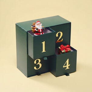 Adventskalender att fylla själv, 4 lådor, grön/guld