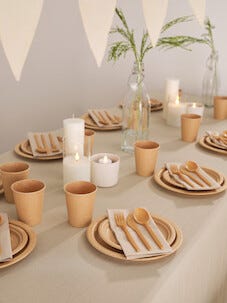 Papptallerken ubleket 22 cm, 20 stk/pk