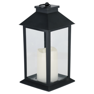 LED-ljuslykta med timer, inomhus och utomhus, svart