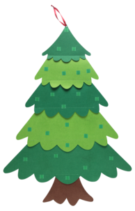 Julgran i filt med 24 dekorationer