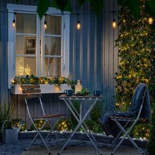 LED ljusslinga med svart kabel utomhus / inomhus, Northlight