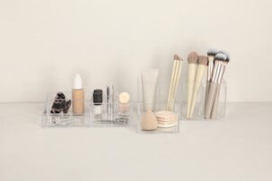 Sminkeorganisator med 4 rom, gjennomsiktig plast