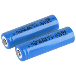 Laddningsbart batteri 14500, 3,2V/600mAh LiFePO4, 2-pack