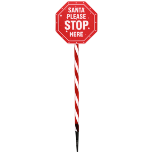 Santa Please Stop Here-skilt med lys, 59 cm