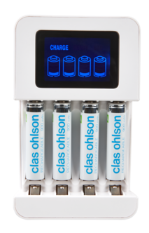 LCD batterilader med 4 x HR03