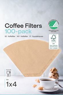 Kaffefilter 1x4 oblekt, 100-pack