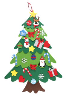 Filtjuletre med 24 dekorasjoner