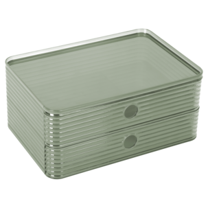 Stabelbar oppbevaringsboks med 2 skuffer, transparent grønn