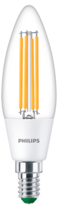 Kallvit LED-kronljuslampa E14 B35 2,3 W, Philips Ultra Efficient