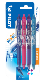 Pilot Frixion Clicker kulepenner, 4-pack