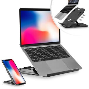 Desire2 2-i-1 portabelt laptopställ och mobilstativ