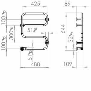 Pax TR65 elektrisk handdukstork, krom