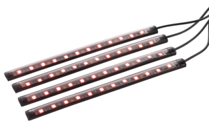 Interiørbelysning bil, lyslist LED, RGB, 4-pakning