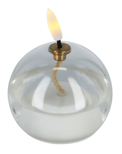 LED-ljus i form av en oljelampa, transparent glas
