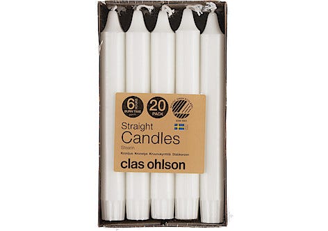 Kronljus vita, 20-pack, stearinljus, 100 procent stearin