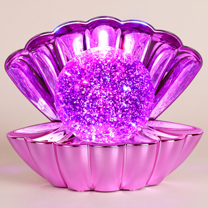 Lampe rosa skjell med glitter, RGB, batteridrevet