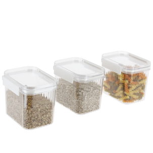 Oppbevaringsbokser plast, stabelbare, 0,8 l, 3-pakning