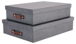 Säilytyslaatikko nahkakahvalla 2 kpl, tummanharmaa