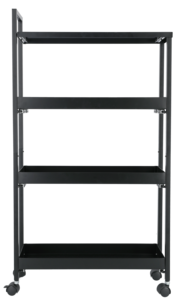 Smal trillevogn med 4 hylleplater