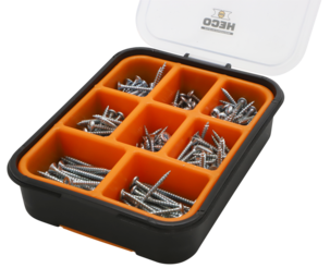 Heco förzinkad träskruv i sortimentslåda, 200 st