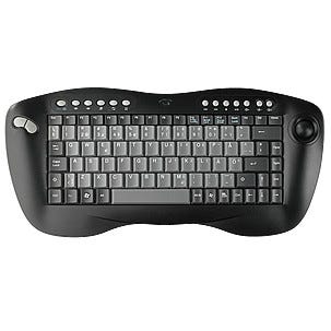 Langaton mininäppäimistö, jossa optinen trackball
