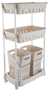 Rullavaunu, 2 pyykkikoria ja 2 koria, 52,5 x 34 x 107 cm