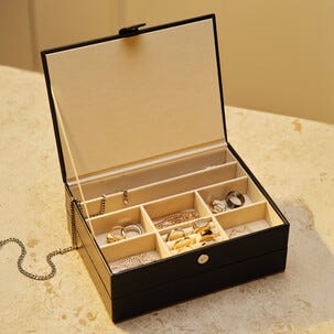 Smyckeskrin herr, smyckesbricka med lock, stapelbar, svart