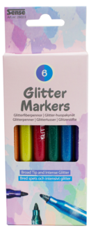 Sense glitterpenner 6-pack, fra 3 år