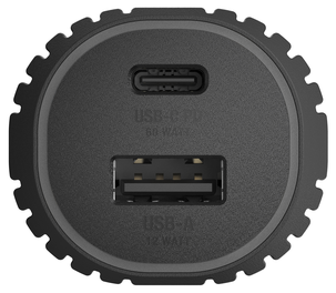 Unisynk Dual billader 12, 24 V, USB-C / USB-A, svart