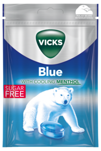 Vicks Blå Extra Strong sockerfri, 72 g