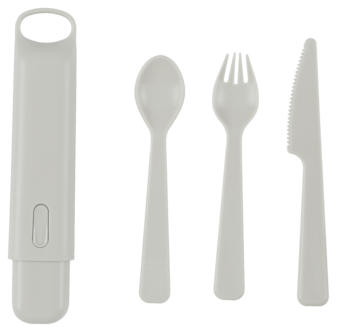 Campingbestick med fodral, plast, beige, 4 delar